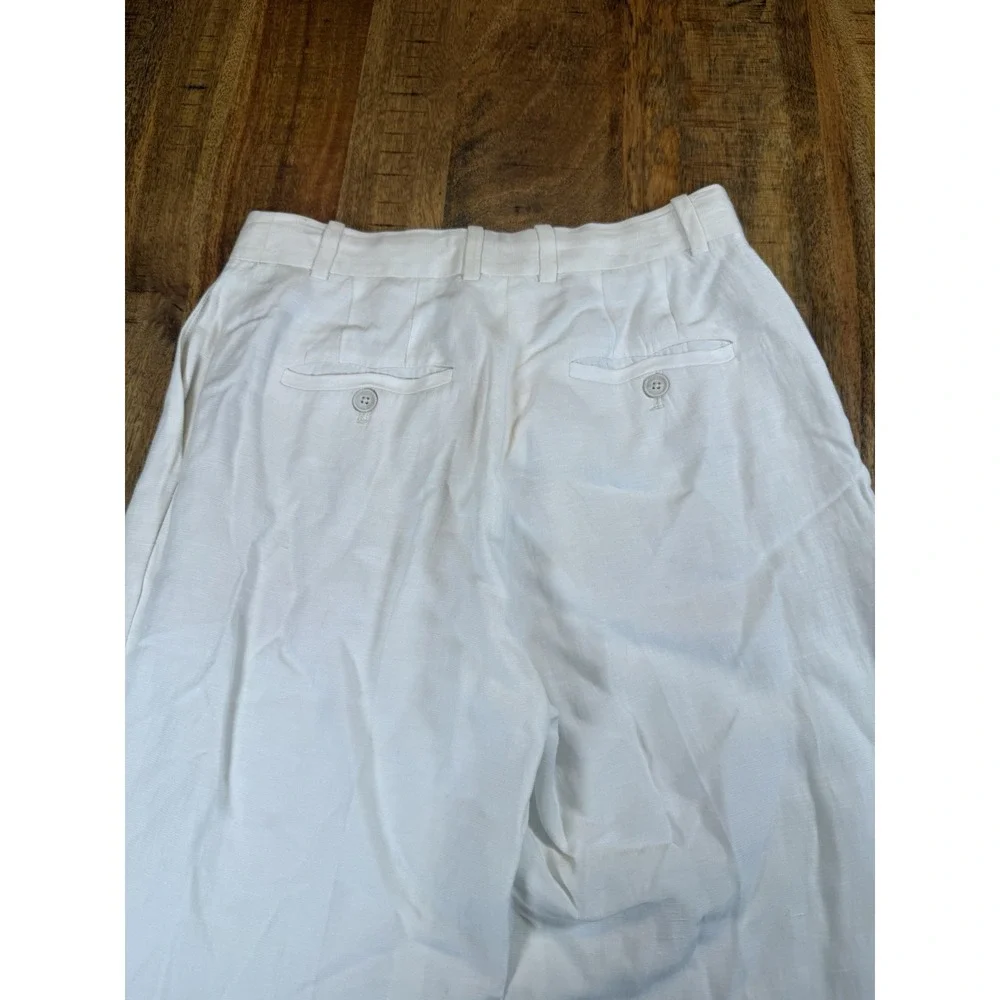 Aritzia Babaton Agency Linen Pants Womens 4 White High Rise Straight Leg